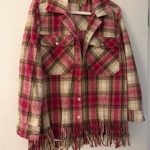 Blank NYC Pink and Cream Plaid Jacket